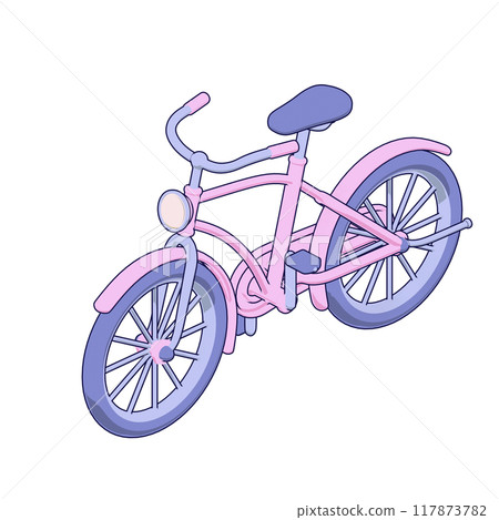 柔和色彩的自行車的等距 3D 插圖 117873782