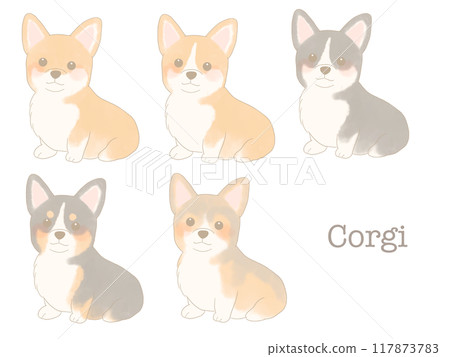 坐著的柯基犬插圖集 117873783