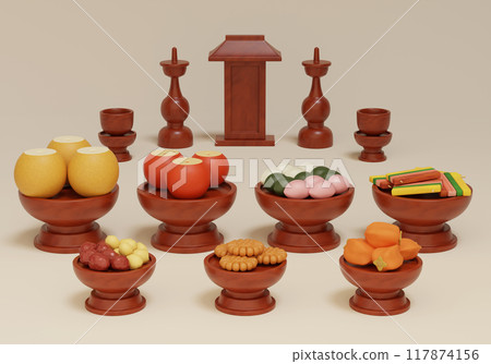 korea traditional holiday chuseok ancestral rite table 117874156