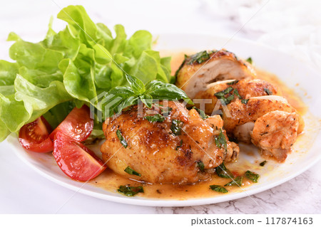 Chicken thigh with gravy Chicken thigh with gravy 117874163