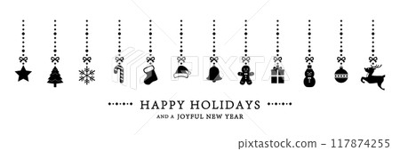 簡單可愛的聖誕飾品裝飾背景插畫集 117874255