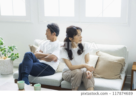 Middle-aged couple in the living room 117874689