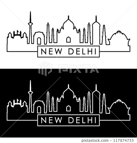 New Delhi skyline. Linear style. 117874733