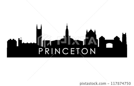 Princeton, NJ skyline silhouette.  117874750