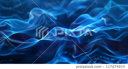 Abstract blue particles wave flowing in cyberspace 117874915