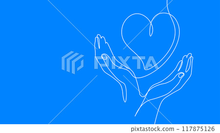 Fundraising giving heart symbol money hand. Continuous one line draw sketch art. Charity volunteer giving donate social project. Finance funding vector illustration 117875126