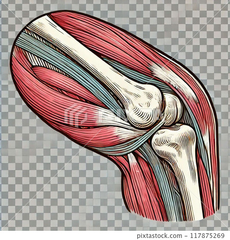 Elbow muscle fibers and joints 117875269