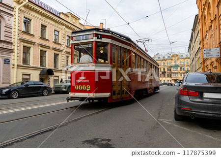 A Vintage Tram in Saint Petersburg A Vintage Tram in Saint Petersburg 117875399