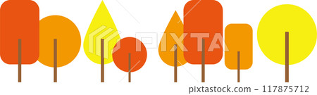 一棵有秋葉的樹的簡單插圖 117875712