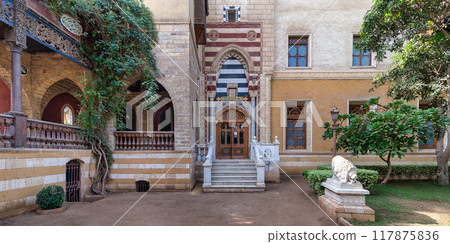 Exploring the Architecture and Gardens of Prince Naguib Palace in Cairo, Egypt During Daylight Hours Exploring the Architecture and Gardens of Prince Naguib Palace in Cairo, Egypt During Daylight Hours 117875836