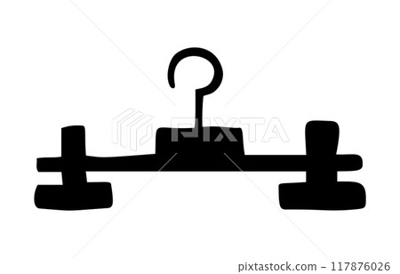 Doodle clothes hanger. Hand drawn cute fashion style scribble Doodle clothes hanger. Hand drawn cute fashion style scribble 117876026