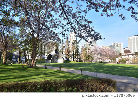 港區檜町公園的櫻花和草坪廣場 117876069