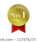 Red ribbon ranking medal 117876273