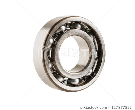 Bearing isolated on white background, mechanical engine component. Bearing isolated on white background, mechanical engine component. 117877832