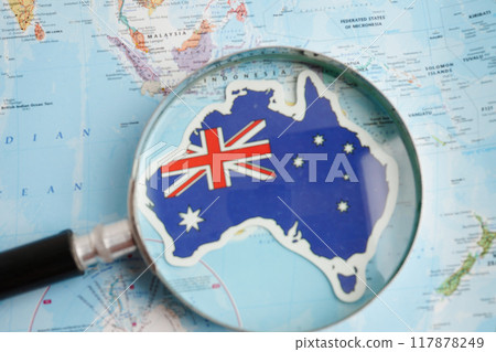 Bangkok, Thailand December 10, 2023 Australia map in world map paper. 117878249
