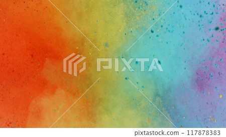Colored powder explosion , top shot . Freeze motion. Colored powder explosion , top shot . Freeze motion. 117878383
