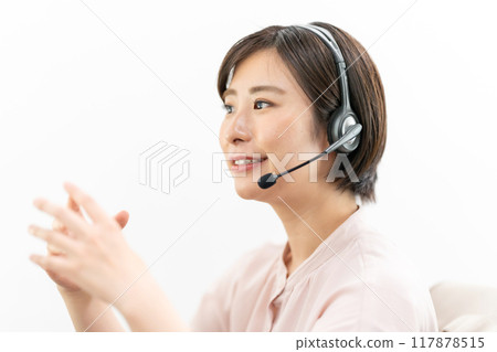 Middle female headset remote business 117878515