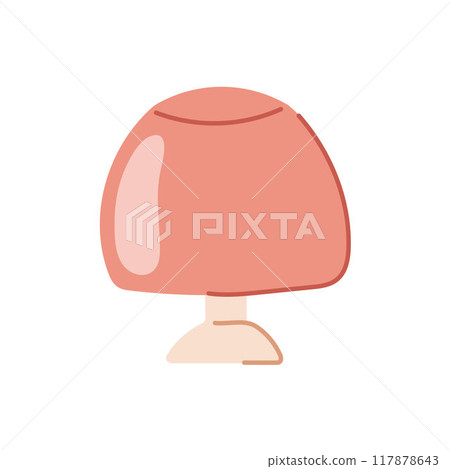 Decorative bedside lamp with lampshade in flat style. Design of electric interior equipment for nightstand. Vector illustration isolated on a white background. 117878643