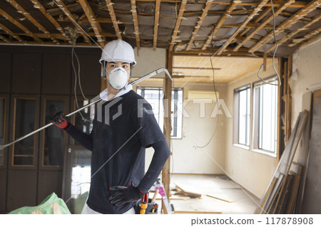 Interior demolition site, renovation, remodeling Interior demolition site, renovation, remodeling 117878908