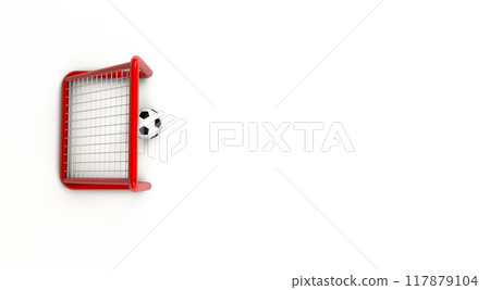 Close up red football goal post on white background. Close up red football goal post on white background. 117879104