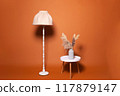 coffee table lamp on brown background 117879147