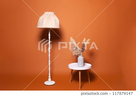 coffee table lamp on brown background 117879147
