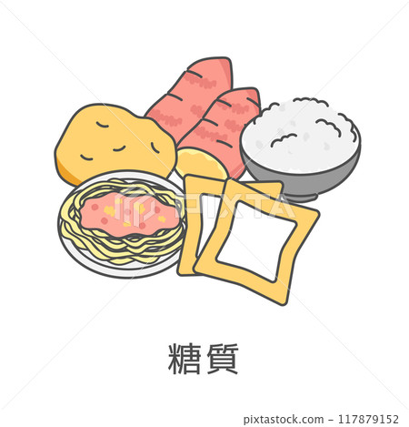 Foods containing carbohydrates illustration set 117879152