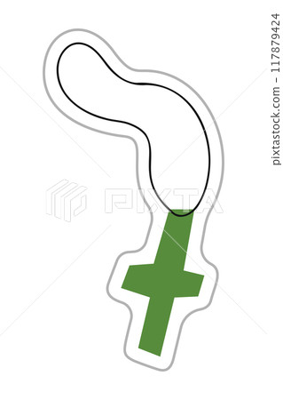 Cross on a string sticker for Halloween. Color flat vector illustration. 117879424