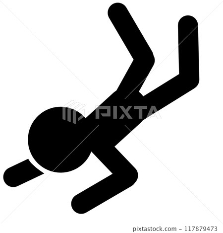 Pictogram of a person falling from a high place Pictogram of a person falling from a high place 117879473