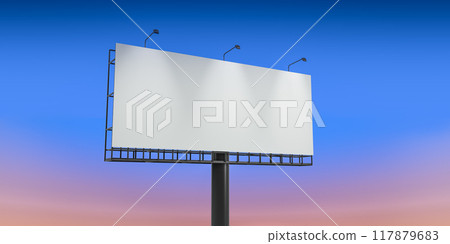 White Empty billboard mock up with evening sky background. White Empty billboard mock up with evening sky background. 117879683