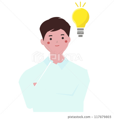 A business woman with an idea. A woman with an idea. Light bulb. Vector illustration A business woman with an idea. A woman with an idea. Light bulb. Vector illustration 117879803