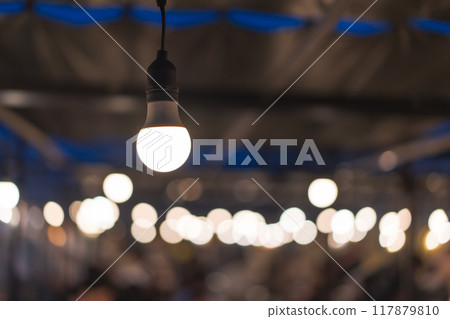 燈泡的光芒照亮了夏夜 燈泡的光芒照亮了夏夜 117879810