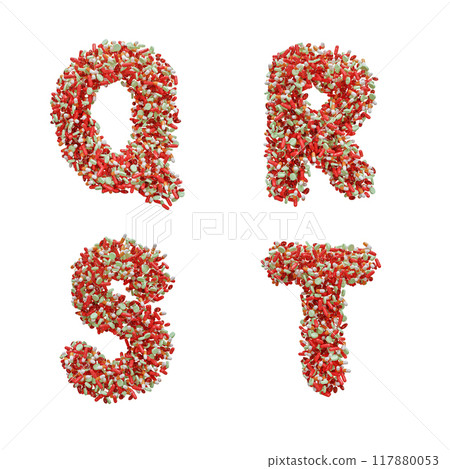 Medical pill capital letter alphabet - letters Q-T 117880053