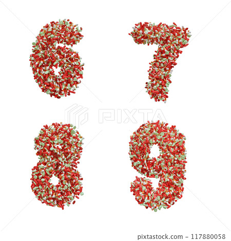 Medical pill capital letter alphabet - digits 6-9 Medical pill capital letter alphabet - digits 6-9 117880058