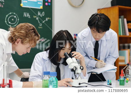 Conducting Scientific Experiment in School Laboratory 117880695