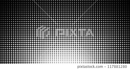Black halftone gradient dot patterns background. Vector illustration 117881280