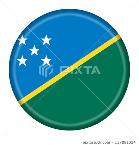Solomon Islands flag button 3d illustration with clipping path 117881324