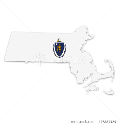 Massachusetts State Flag Map Illustration with clipping path Massachusetts State Flag Map Illustration with clipping path 117881325