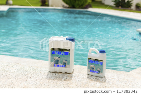 Homemade pool clarifier, pool cleaning purification tool. Algaecide product to clarify homemade swimming pools 117882342