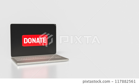 The Donate on red button on laptop 3d rendering 117882561