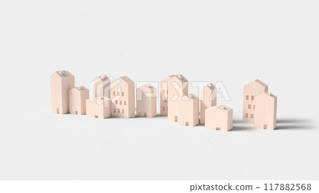 The wood building on white background for property concept 3d rendering. 117882568