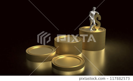The man and gold coins for Business concept 3d rendering. The man and gold coins for Business concept 3d rendering. 117882573