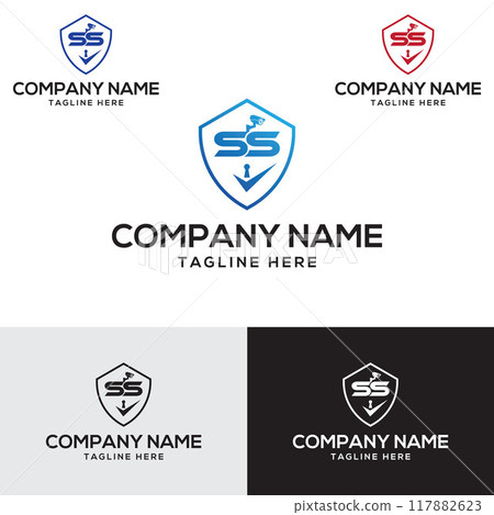 SS Letter With Shield CCTV Camera Security Service Logo Template	 117882623