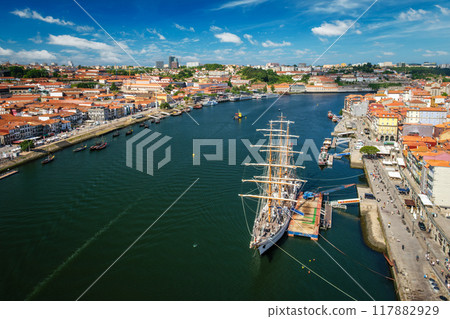 Aerial view of Porto city, Portugal, on sunset Aerial view of Porto city, Portugal, on sunset 117882929