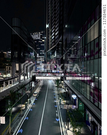 夜間穿越城市的道路 117884651
