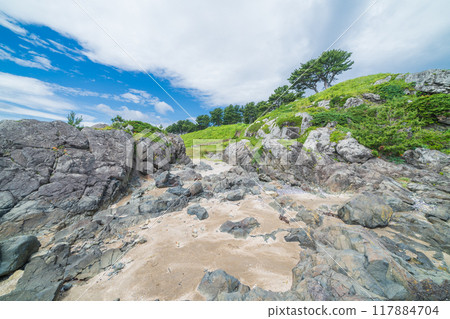 "Aomori Prefecture" Ashigezaki, Nakasuka Coast, and Tanesashi Coast in summer 117884704