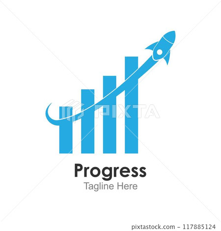 Rocket progress logo,good progress logo vector icon illustration design. 117885124