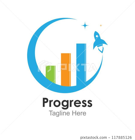 Rocket progress logo,good progress logo vector icon illustration design. 117885126