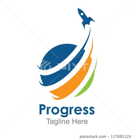 Rocket progress logo,good progress logo vector icon illustration design. Rocket progress logo,good progress logo vector icon illustration design. 117885129