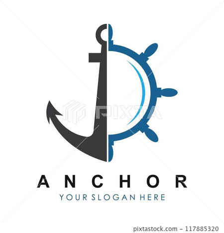 Anchor logo illustration template vector design Anchor logo illustration template vector design 117885320